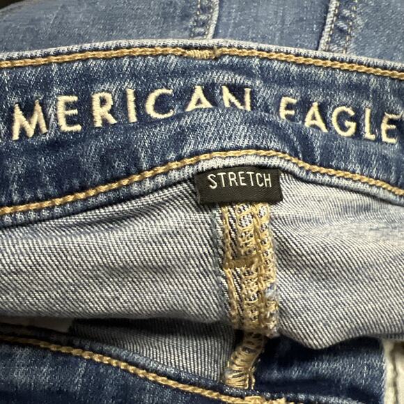 American Eagle Womens Jeans Size 6 Medium Wash Super High Rise Flare Ripped - Picture 11 of 13